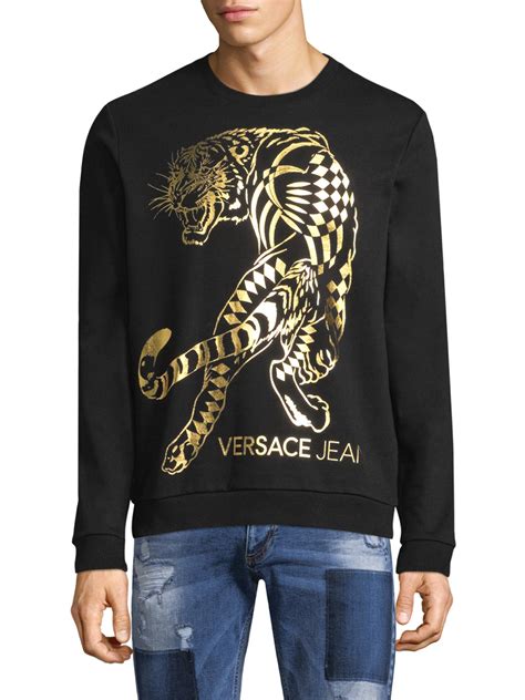 versace jeans sweatshirt tiger|BNWT VERSACE JEANS SWEATSHIRT GREY & BLACK .